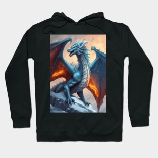 Fire and Ice Fantasy Snow Dragon Creature Hoodie